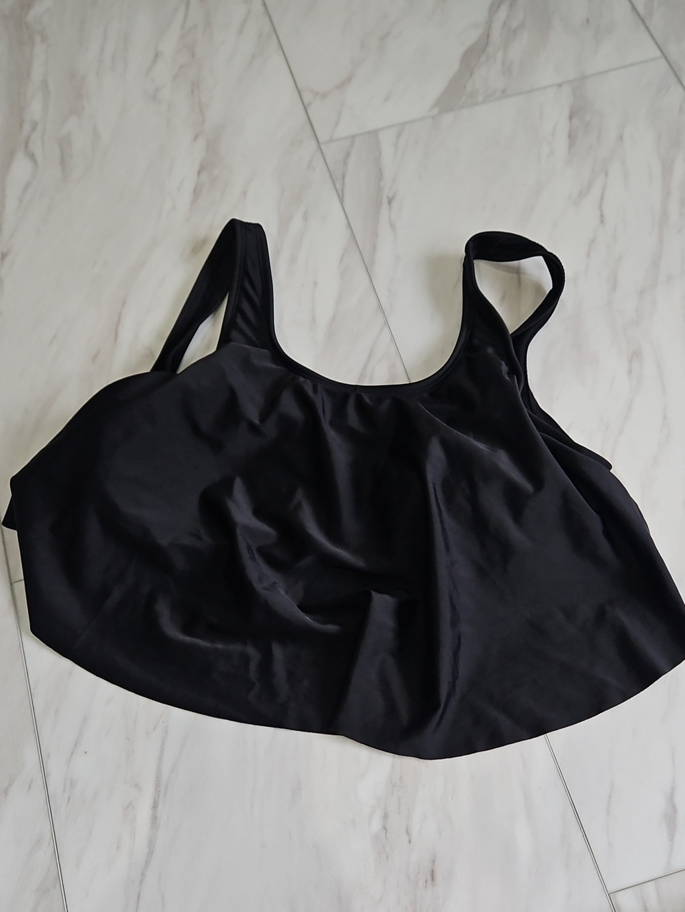 Black Scoop Neck Tank Swim Top